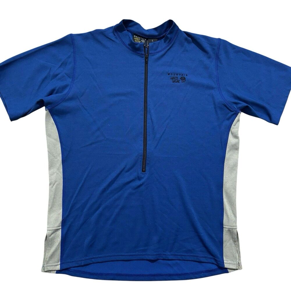 Mountain Hardwear Men’s Large 1/4 Zip Short Sleeve Shirt Blue Cycling Hiking